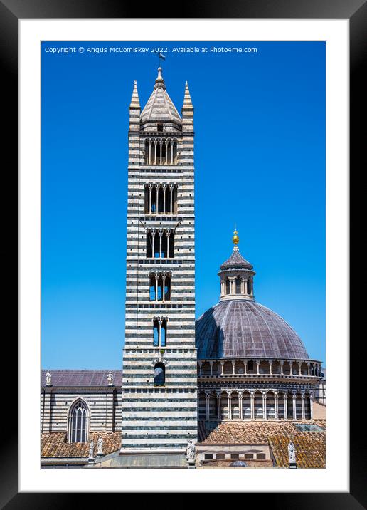 Campanile and Dome of Siena Duomo, Siena, Tuscany Framed Mounted Print by Angus McComiskey
