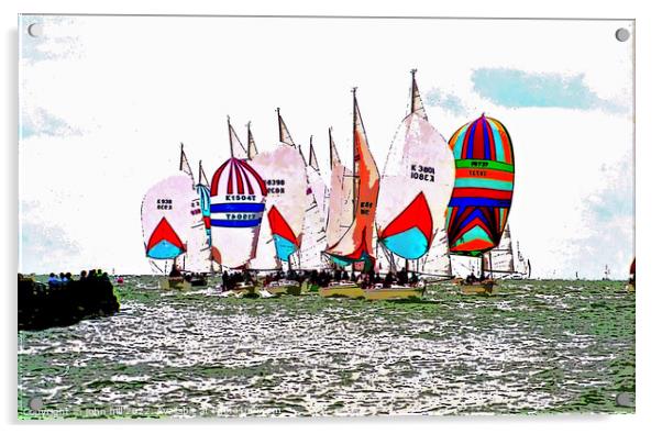 Racing Spinnakers (watercolor effect ) Acrylic by john hill