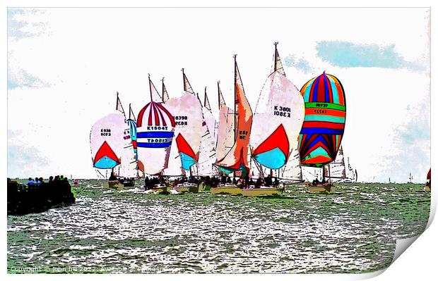 Racing Spinnakers (watercolor effect ) Print by john hill