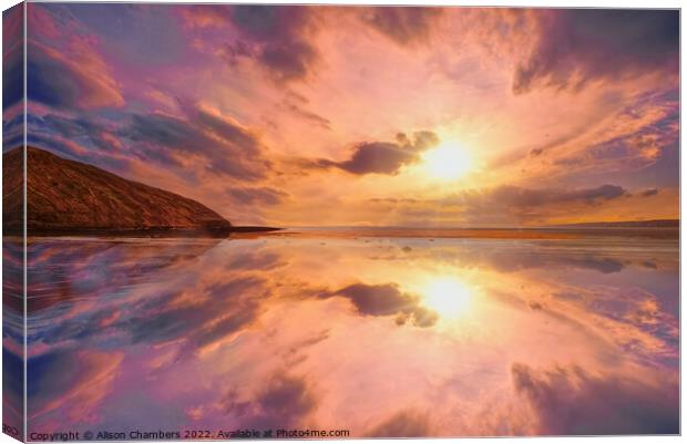 Filey Sunrise  Canvas Print by Alison Chambers