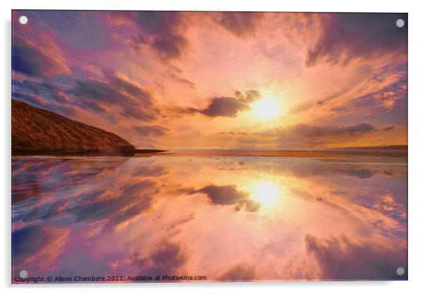 Filey Sunrise  Acrylic by Alison Chambers