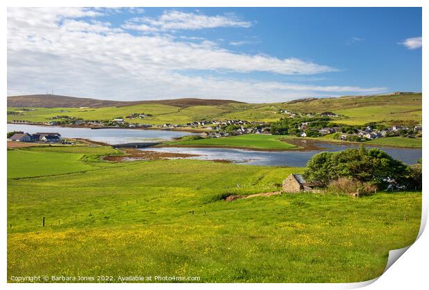 Finstown and Bay of Firth Mainland Orkney Scotland Print by Barbara Jones