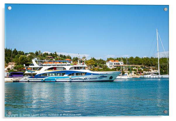 Greek Island Ferries Acrylic by James Lavott