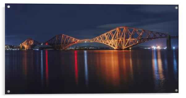 The Forth Rail Bridge at night  Acrylic by Anthony McGeever