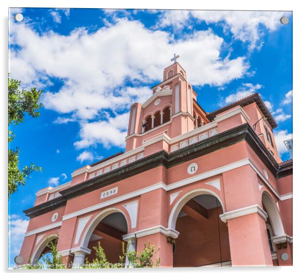 Gesu Church Facade Outside Miami Florida Acrylic by William Perry