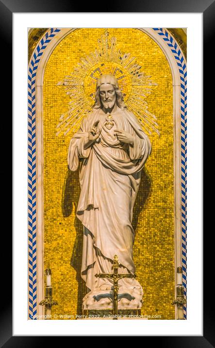 Jesus Statue Altar Gesu Church Miami Florida Framed Mounted Print by William Perry
