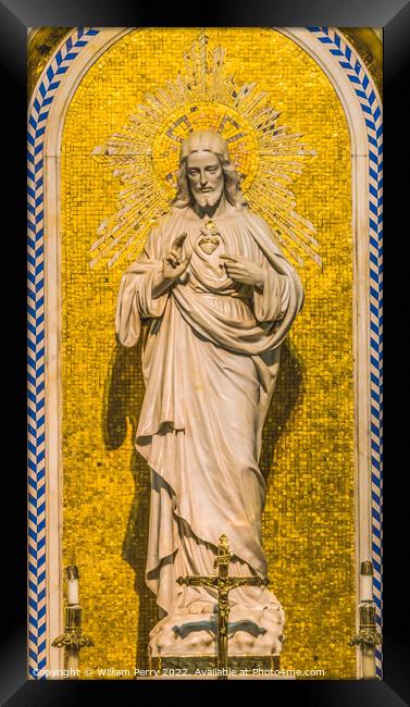 Jesus Statue Altar Gesu Church Miami Florida Framed Print by William Perry