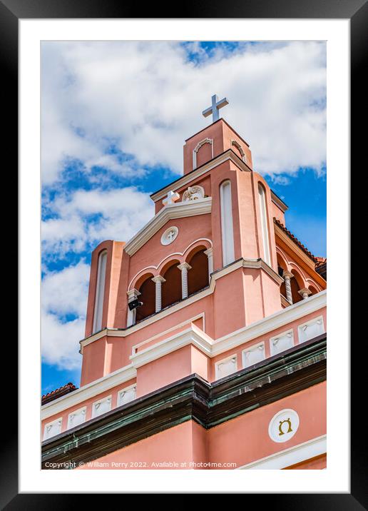 Gesu Church Facade Outside Miami Florida Framed Mounted Print by William Perry