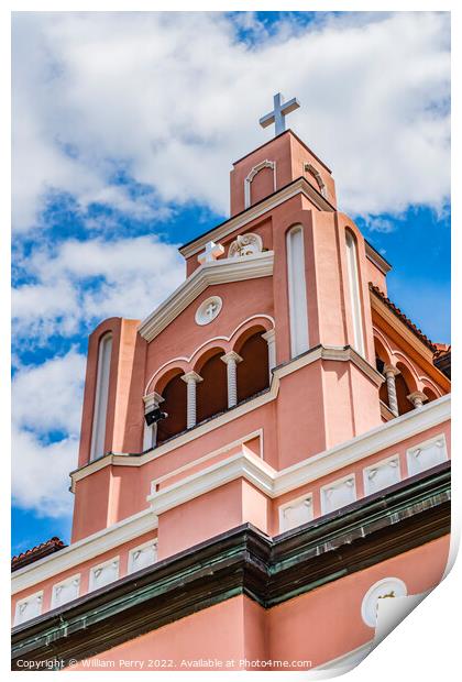 Gesu Church Facade Outside Miami Florida Print by William Perry