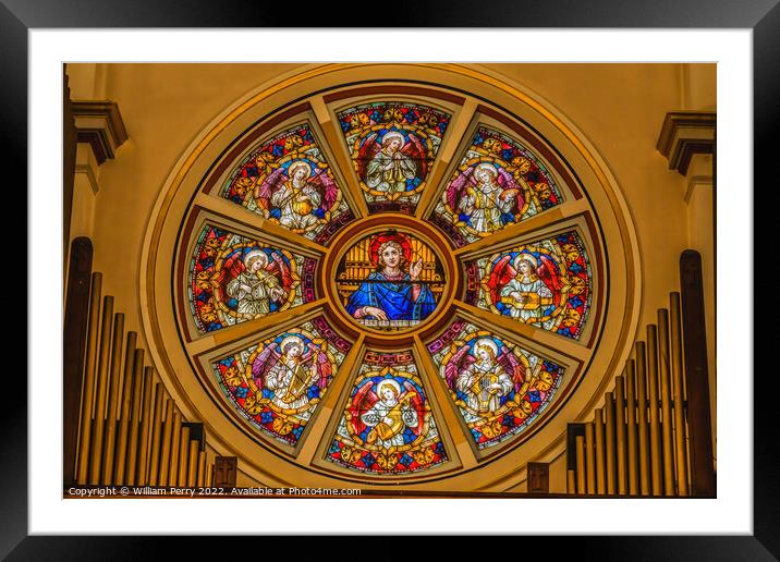 Saint Cecelia Angels Rose Window Gesu Church Miami Florida Framed Mounted Print by William Perry