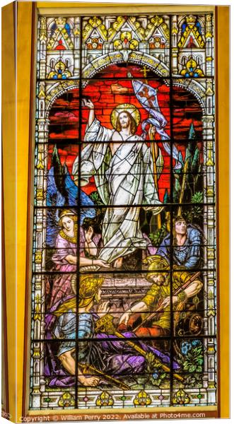 Christ Victor Resurrection Glass Gesu Church Miami Florida Canvas Print by William Perry