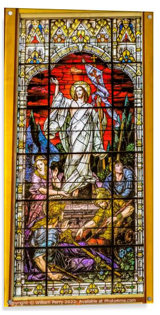 Christ Victor Resurrection Glass Gesu Church Miami Florida Acrylic by William Perry