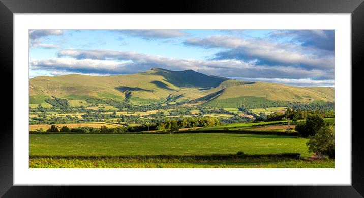 The twin peaks of Penyfan and Corn Du Framed Mounted Print by Leighton Collins