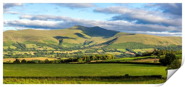 The twin peaks of Penyfan and Corn Du Print by Leighton Collins