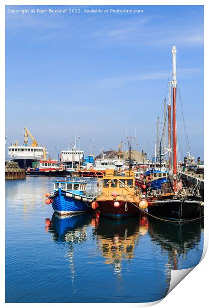 Kirkwall Harbour Reflections Orkney Isles Print by Pearl Bucknall