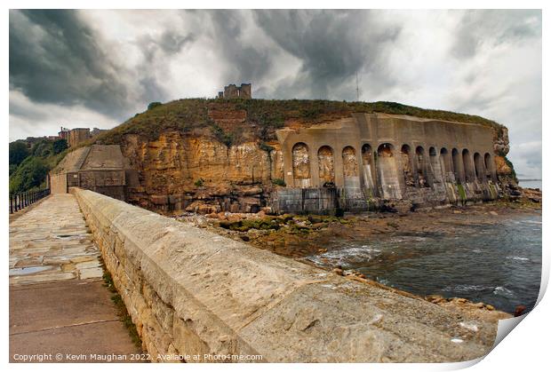 The Headland At Tynemouth Castle And Priory Print by Kevin Maughan
