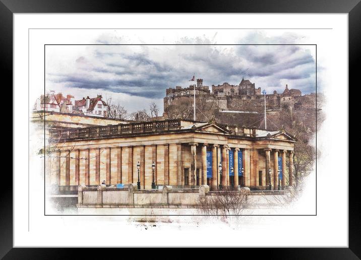 Edinburgh Castle and the National Gallery Framed Mounted Print by Robert Murray