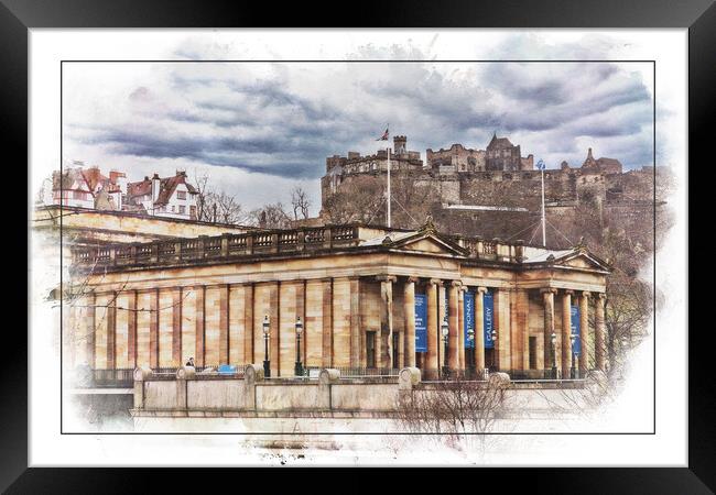 Edinburgh Castle and the National Gallery Framed Print by Robert Murray