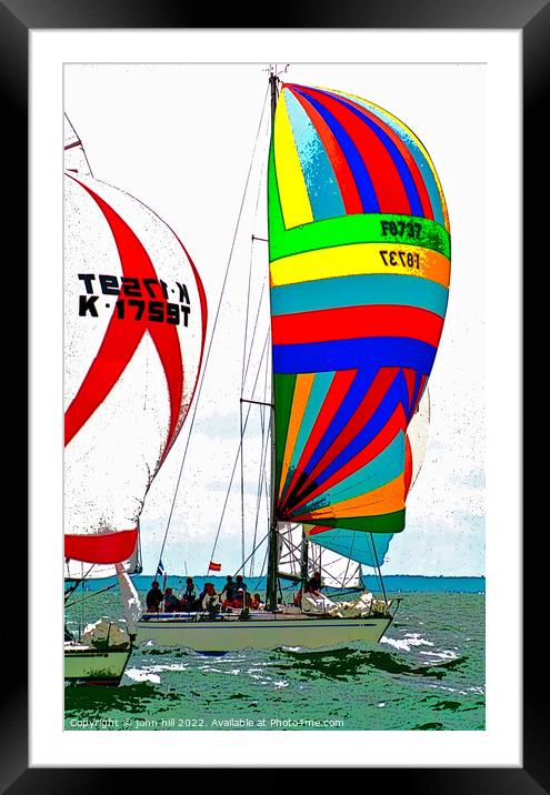 Racing yachts, Cowes, Isle of Wight. (portrait) Framed Mounted Print by john hill