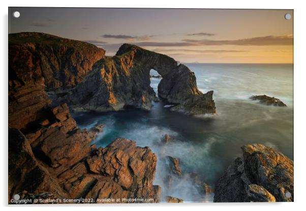 Isle of Lewis sea arch, Outer Hebrides, Scotland. Acrylic by Scotland's Scenery