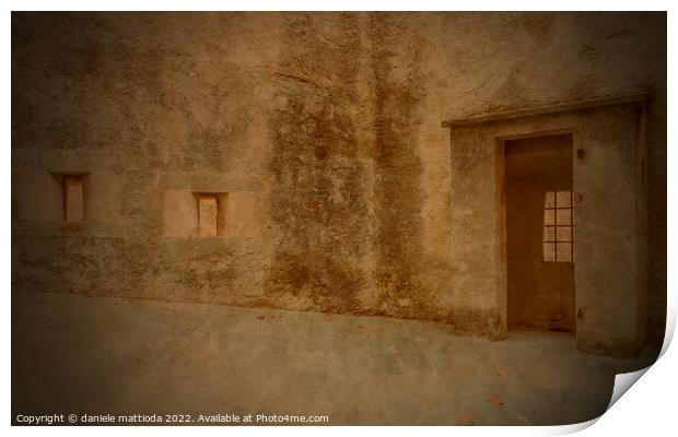 PITTORIALISM EFFECT on  detail of three slits of an old castle with the sentinel station Print by daniele mattioda