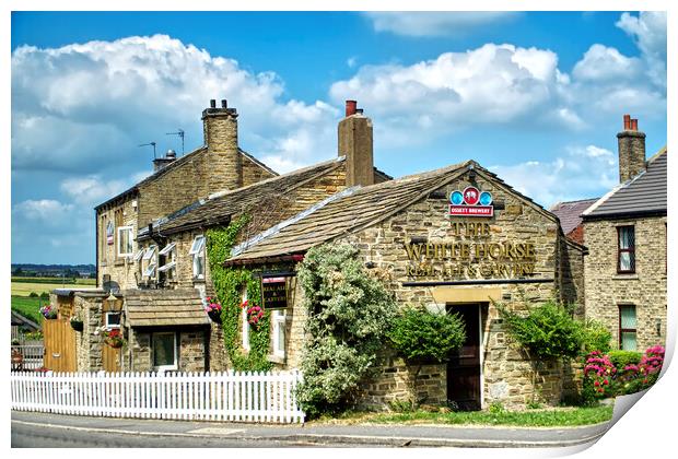 The White Horse Pub In Emley Print by Alison Chambers