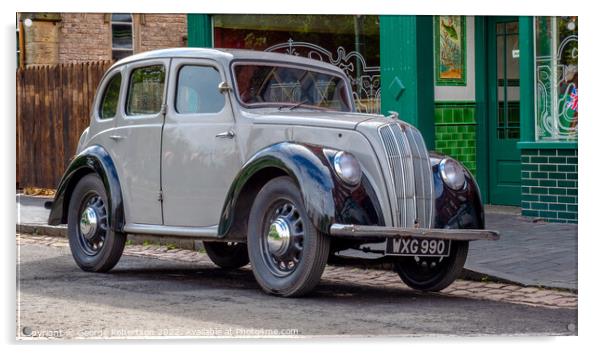 A vintage Morris Eight parked on a street Acrylic by George Robertson
