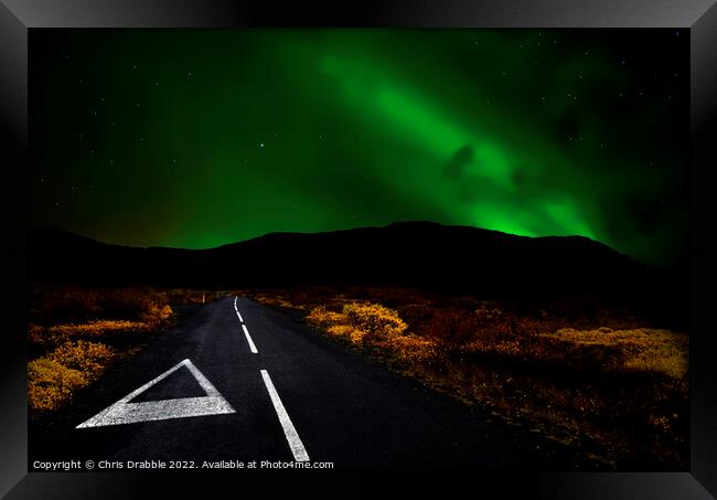 On the road to the Aurora Borealis Framed Print by Chris Drabble