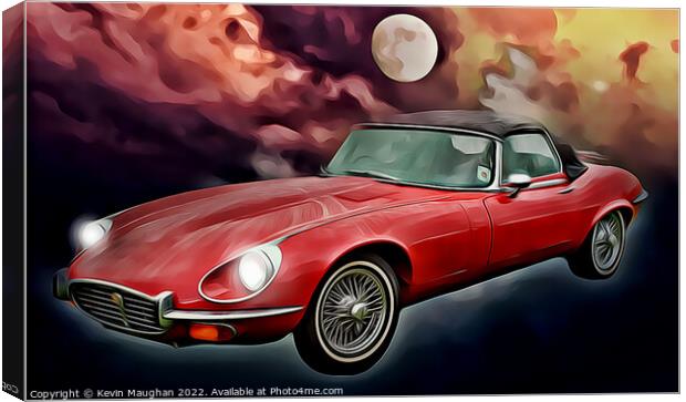 E-Type Red Jaguar (Digital Art) Canvas Print by Kevin Maughan