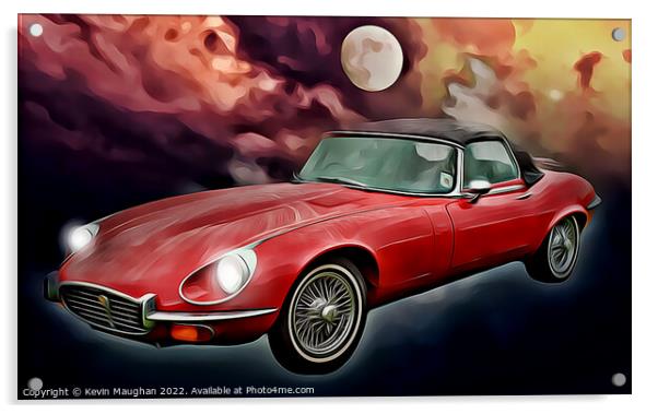 E-Type Red Jaguar (Digital Art) Acrylic by Kevin Maughan