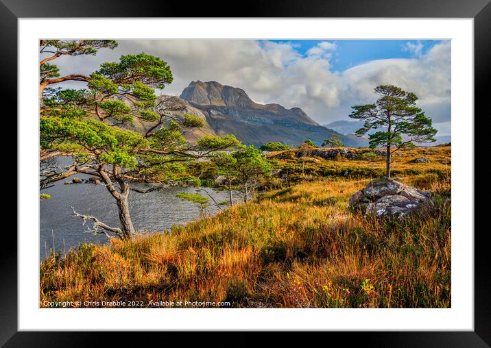 Slioch and Loch Maree in Autumn colour Framed Mounted Print by Chris Drabble