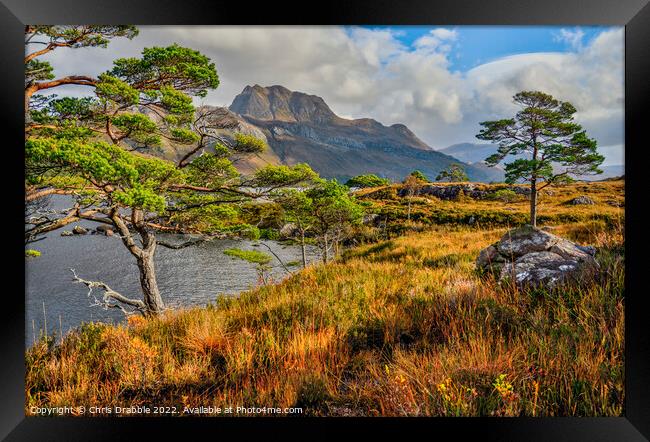 Slioch and Loch Maree in Autumn colour Framed Print by Chris Drabble