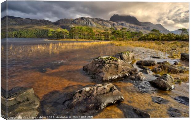 Slioch and Loch Maree in light Canvas Print by Chris Drabble