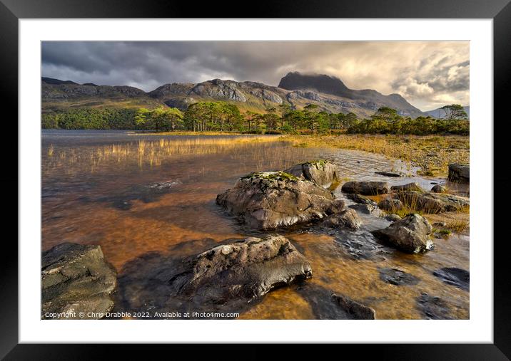 Slioch and Loch Maree in light Framed Mounted Print by Chris Drabble