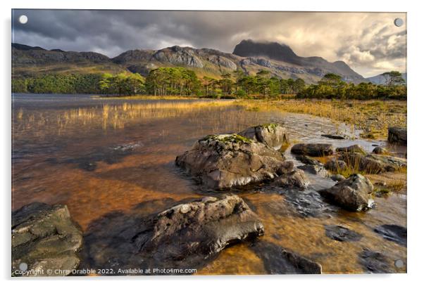 Slioch and Loch Maree in light Acrylic by Chris Drabble