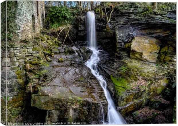 The Cornmill waterfall, Lumsdale Canvas Print by Chris Drabble