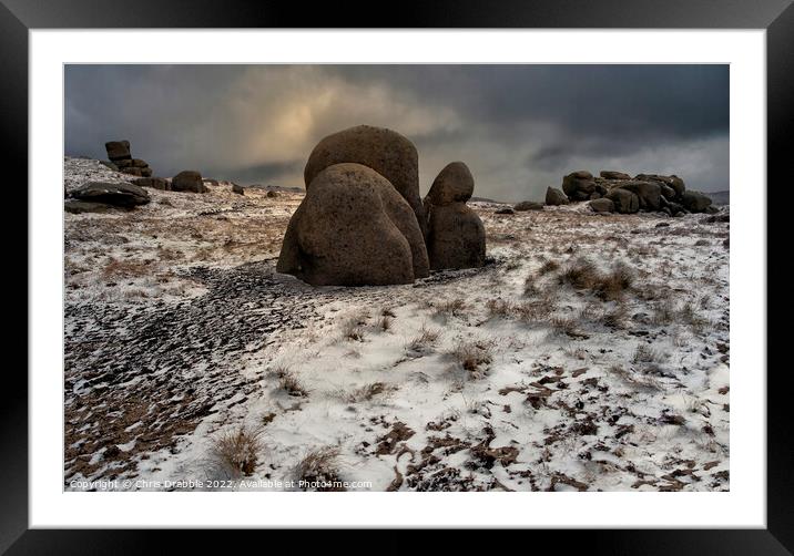 The Snail Stone in Winter Framed Mounted Print by Chris Drabble