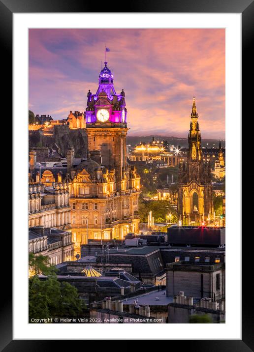 Charming sunset in Edinburgh Framed Mounted Print by Melanie Viola