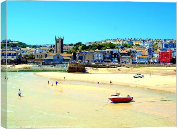 St. Ives harbour at low tide, Cornwall. Canvas Print by john hill