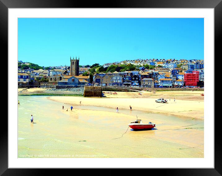 St. Ives harbour at low tide, Cornwall. Framed Mounted Print by john hill
