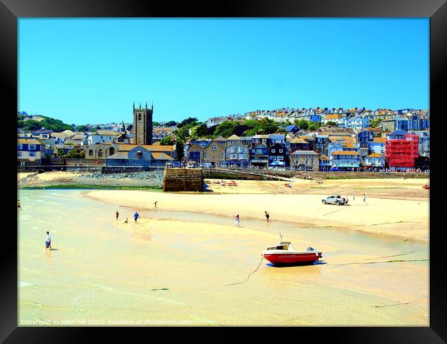St. Ives harbour at low tide, Cornwall. Framed Print by john hill