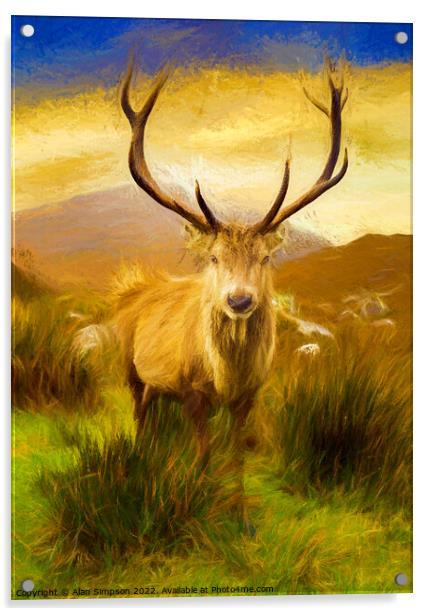 Scottish Deer (Painted) Acrylic by Alan Simpson