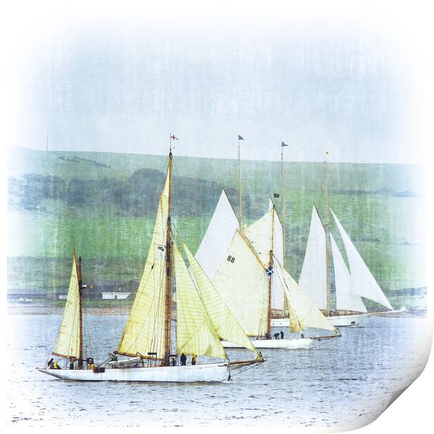 Schooner "Adix" and Fife Yachts "Kentra" and "Moon Print by Tylie Duff Photo Art