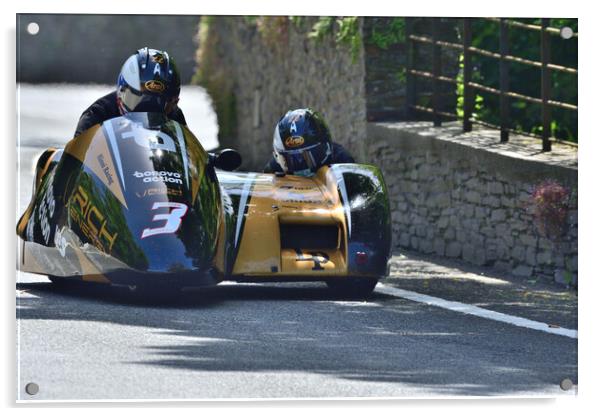 2022 Isle of Man TT Sidecar Race 2 Friday June 10 Acrylic by Russell Finney