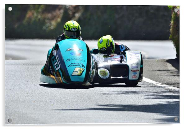 2022 Isle of Man TT Sidecar Race 2 Friday June 10 Acrylic by Russell Finney