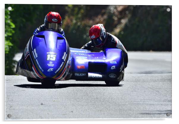 2022 Isle of Man TT Sidecar Race 2 Friday June 10 Acrylic by Russell Finney