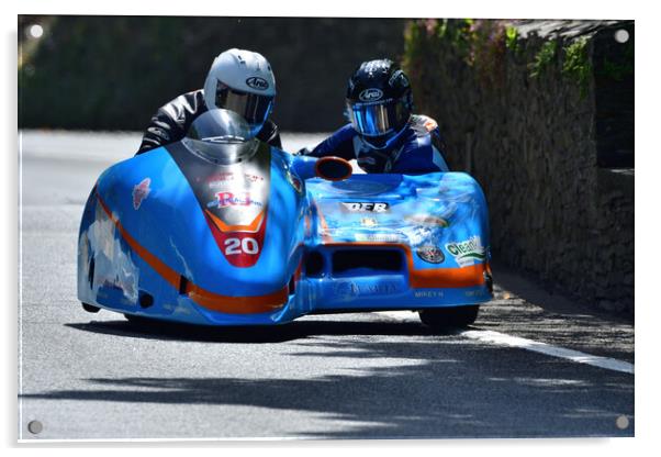 2022 Isle of Man TT Sidecar Race 2 Friday June 10s  Acrylic by Russell Finney
