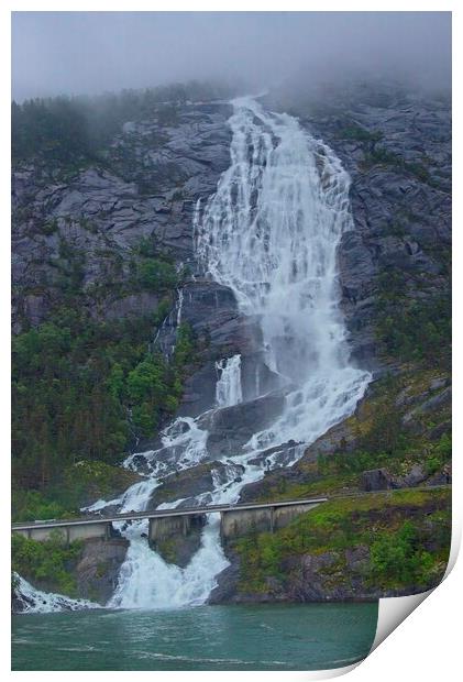 Langfoss Waterfall, Norway Print by Martyn Arnold