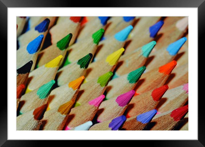 Coloured pencils  Framed Mounted Print by Stuart Jenner