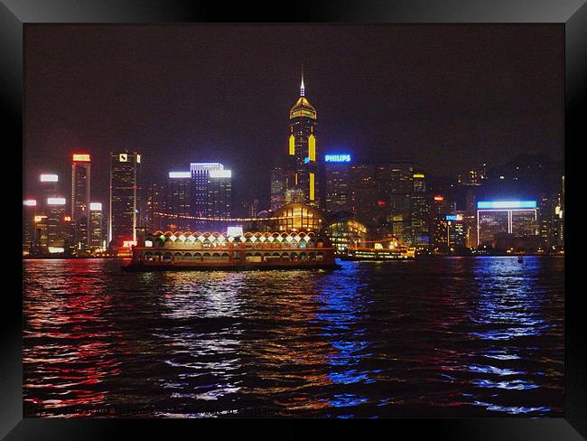 HONK KONG BY NIGHT Framed Print by Jacque Mckenzie